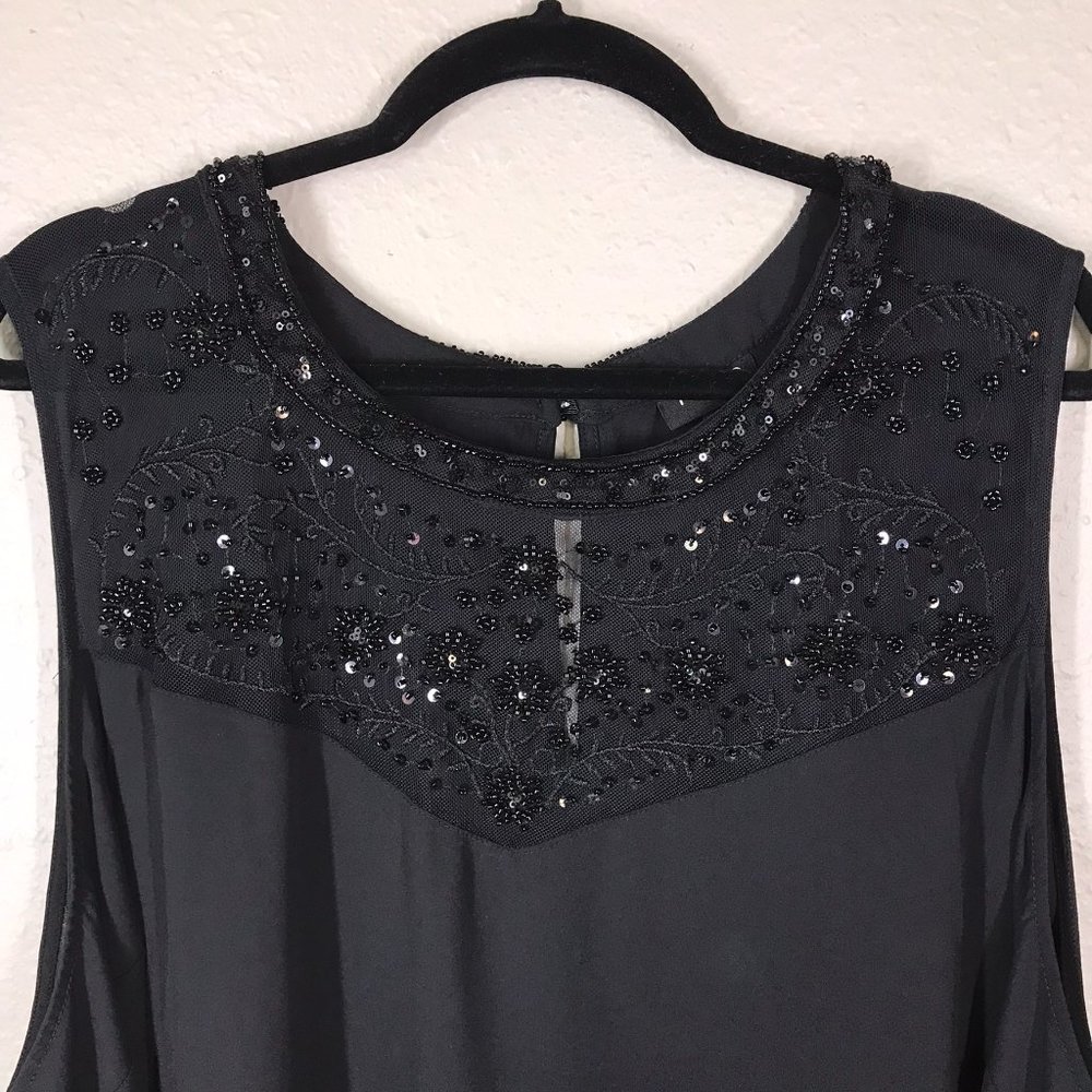 Torrid Black Beaded Neckline Detail Sheer Tank Top - Picture 2 of 11